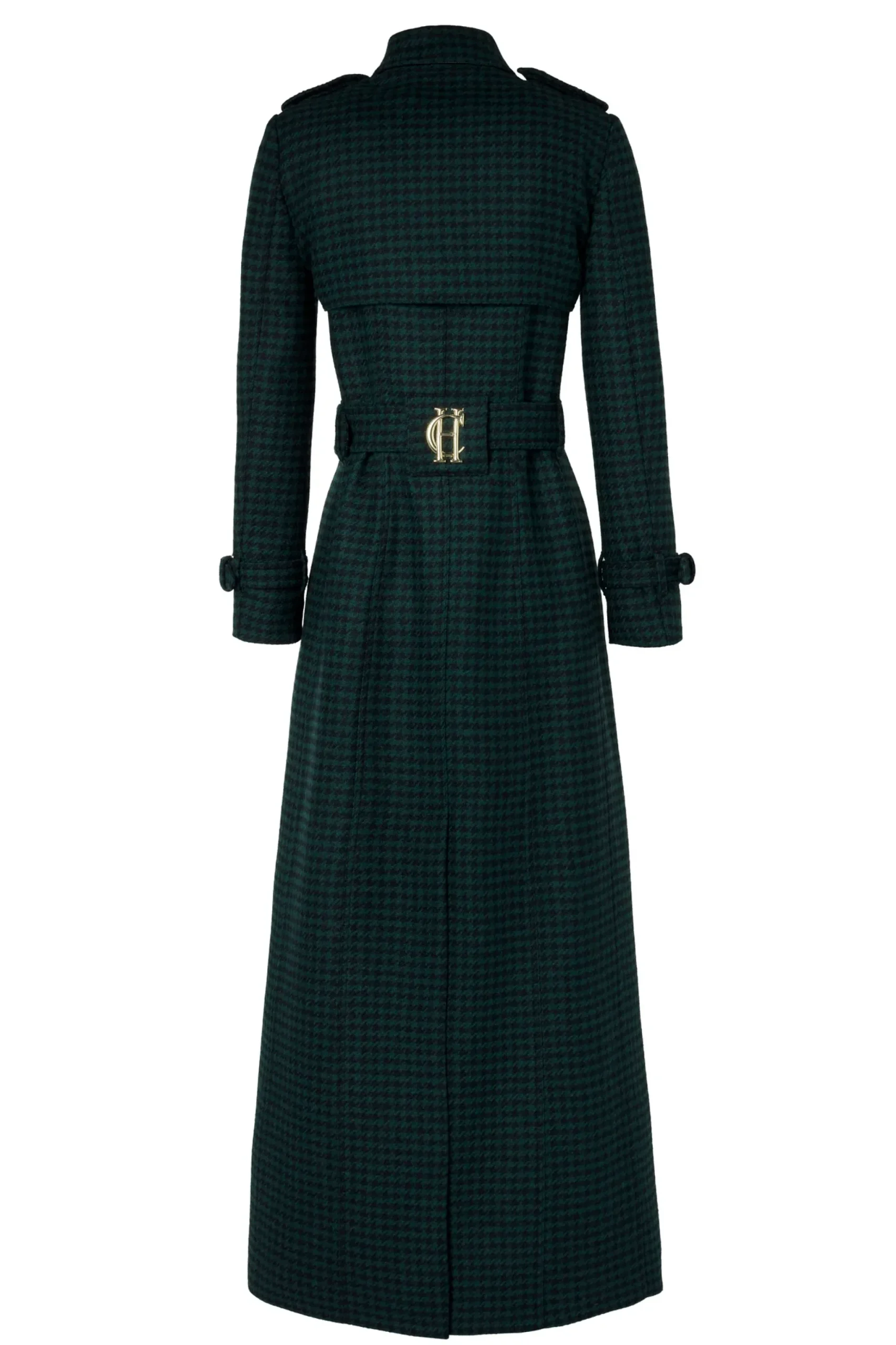Holland Cooper Full Length Marlborough Trench Coat Emerald Houndstooth Hot
