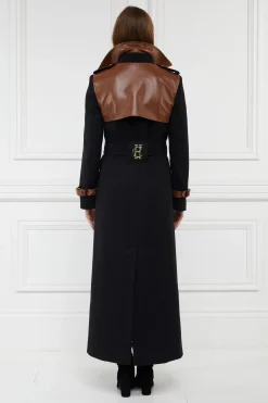 Holland Cooper Full Length Marlborough Trench Coat Soft Black Tan Online