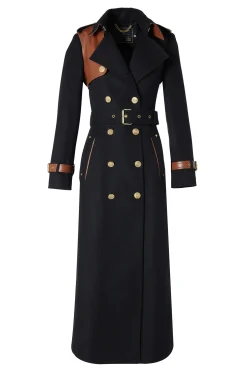 Holland Cooper Full Length Marlborough Trench Coat Soft Black Tan Online