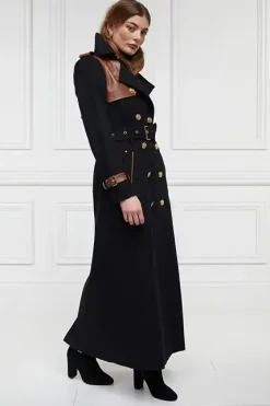 Holland Cooper Full Length Marlborough Trench Coat Soft Black Tan Online
