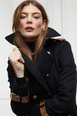 Holland Cooper Full Length Marlborough Trench Coat Soft Black Tan Online