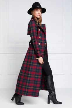 Holland Cooper Full Length Marlborough Trench Coat Logan Tartan Online