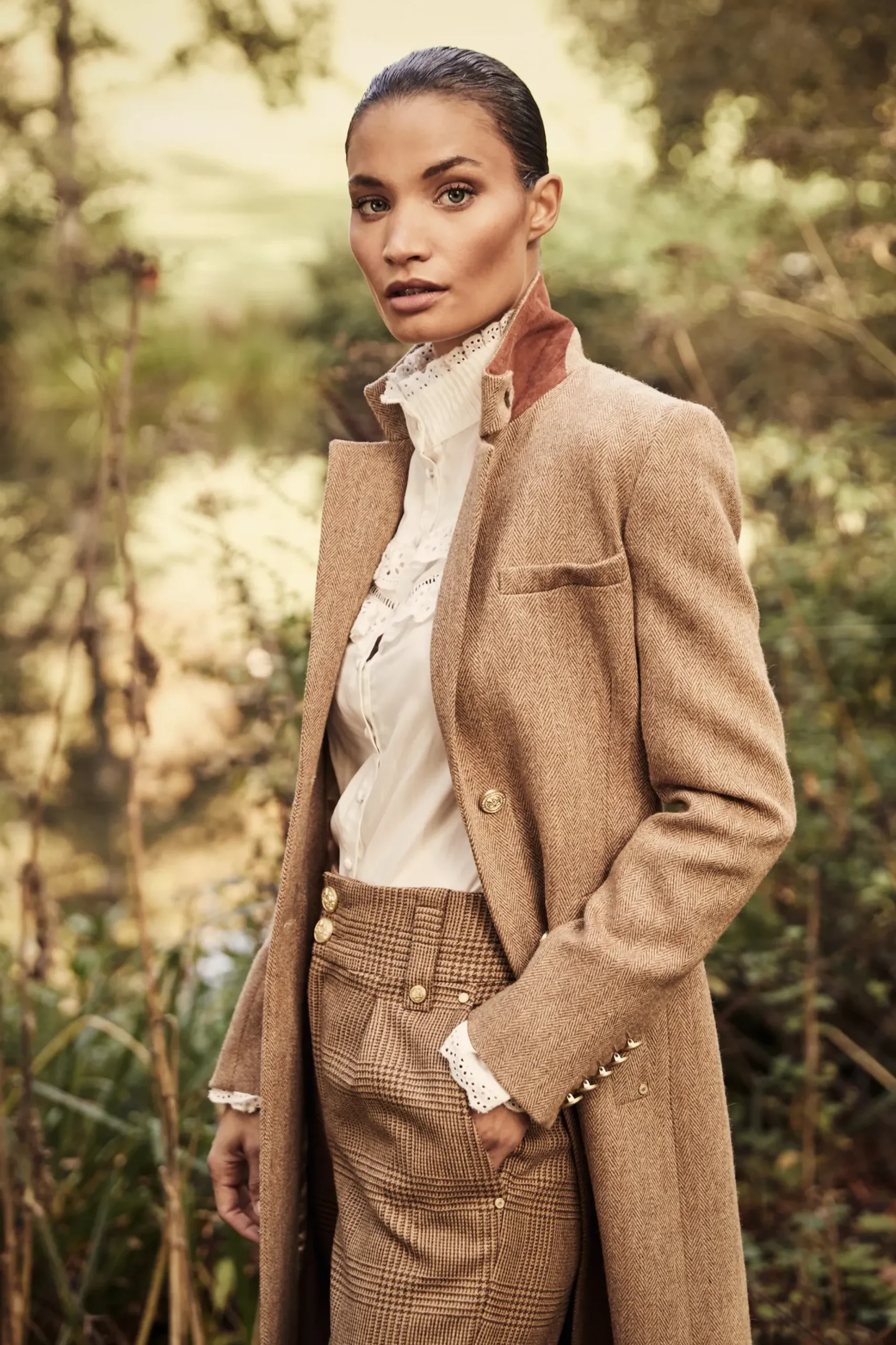 Holland Cooper Full Length Regency Coat Brown Herringbone Hot