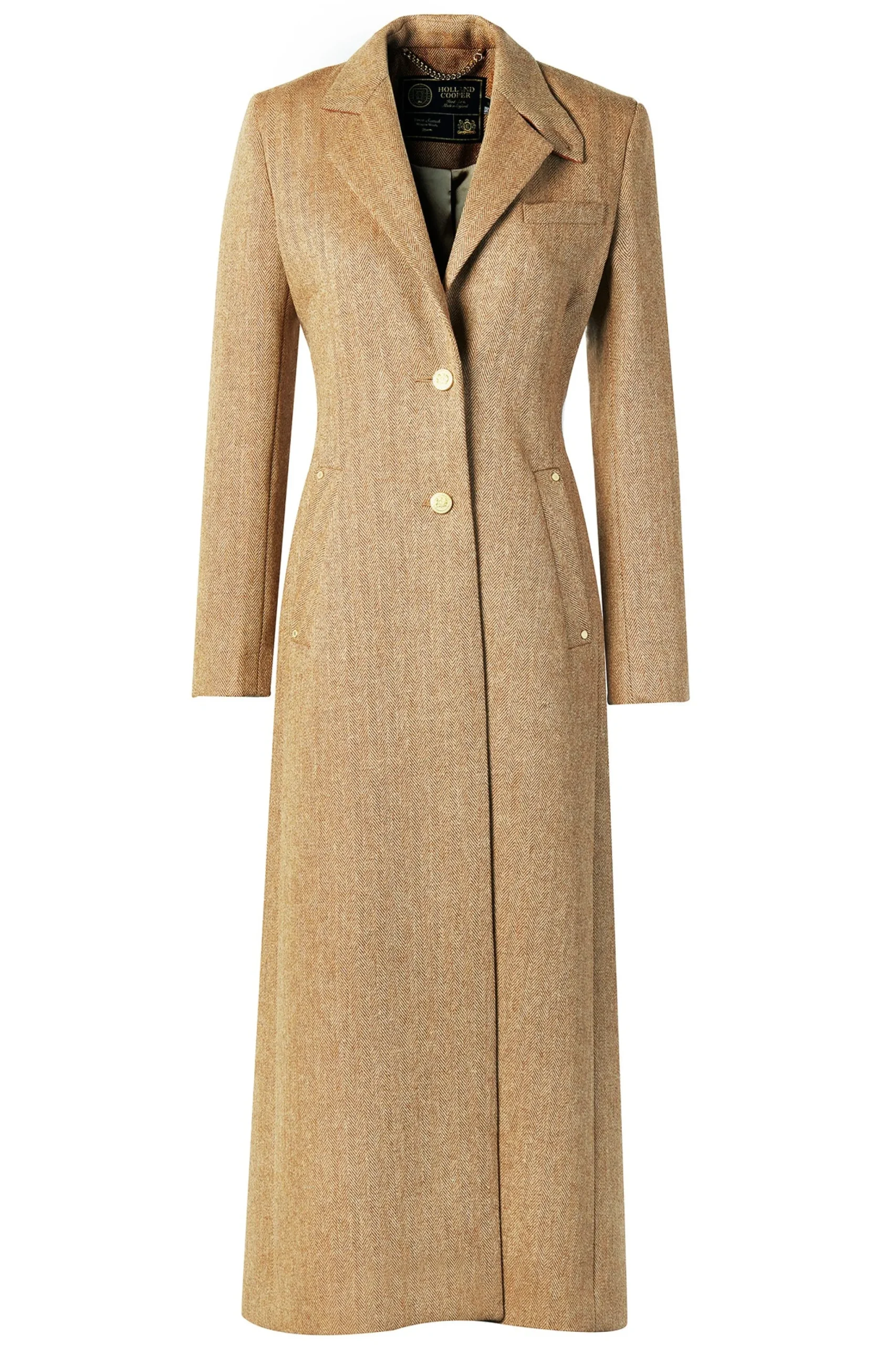 Holland Cooper Full Length Regency Coat Brown Herringbone Hot