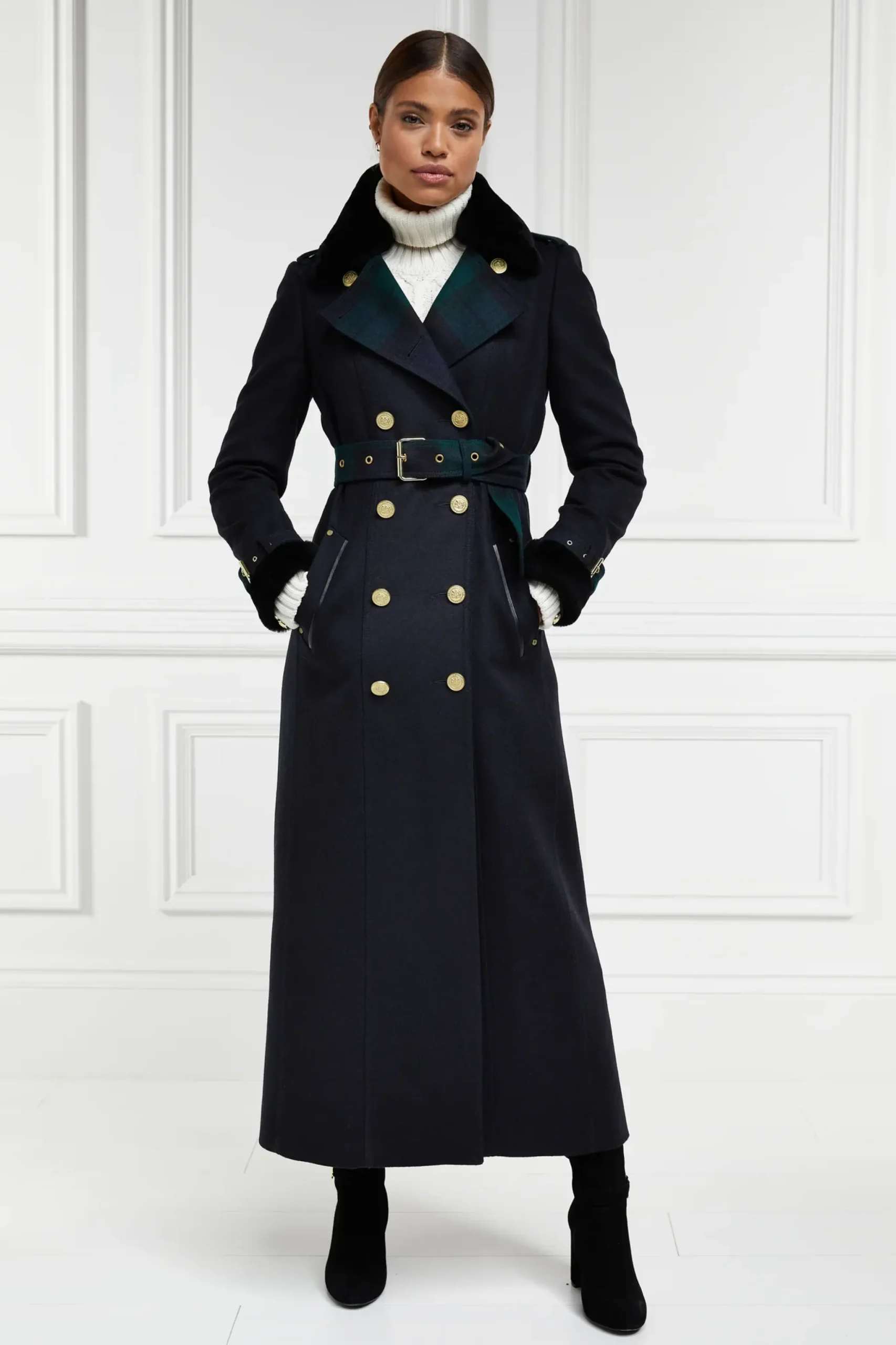 Holland Cooper Gold Label Trench Soft Navy Blackwatch Online