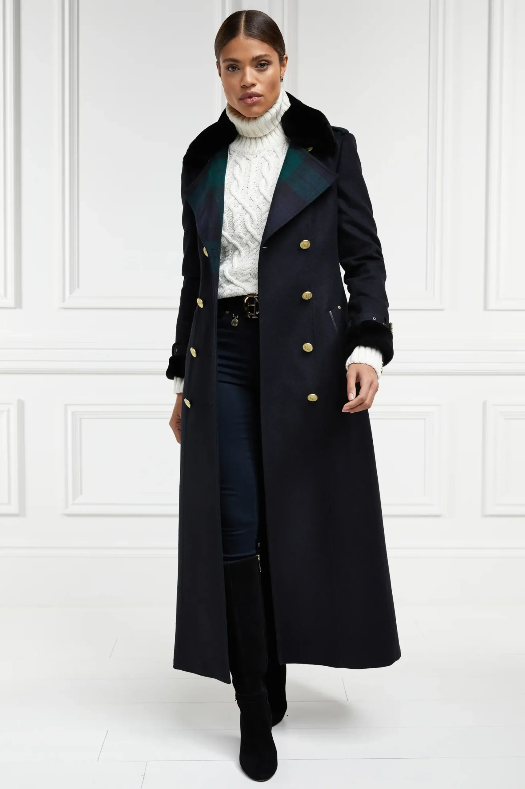 Holland Cooper Gold Label Trench Soft Navy Blackwatch Online