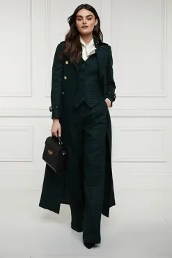 Holland Cooper Hampton Waistcoat Emerald Houndstooth Discount