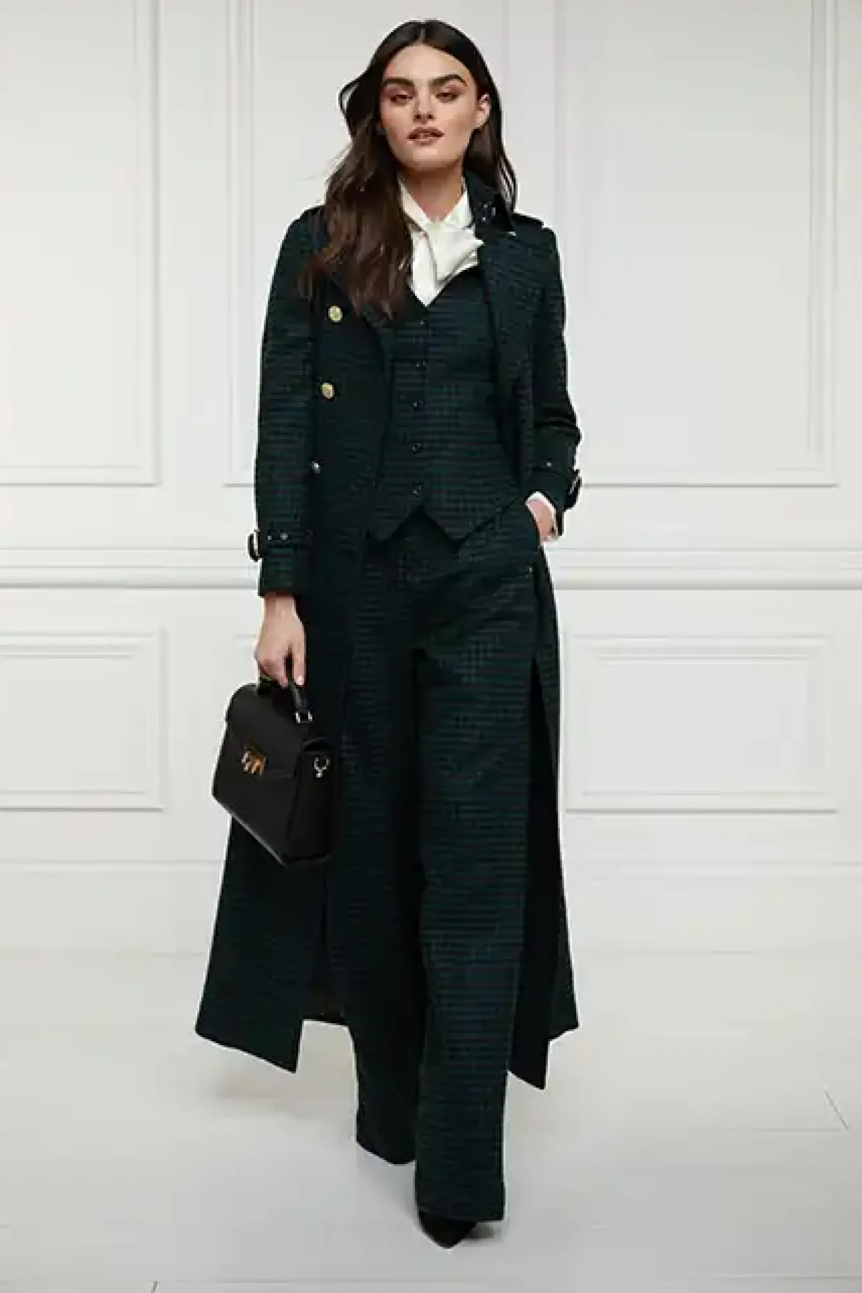 Holland Cooper Hampton Waistcoat Emerald Houndstooth Discount