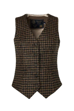 Holland Cooper Hampton Waistcoat Chocolate Houndstooth Outlet