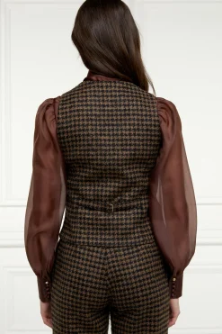 Holland Cooper Hampton Waistcoat Chocolate Houndstooth Outlet