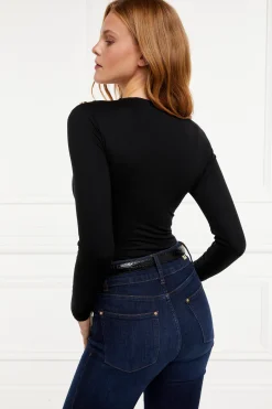 Holland Cooper Harper Long Sleeve Bodysuit Black New