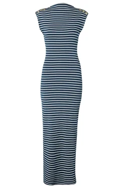 Holland Cooper Harper Maxi Dress Ink Navy Natural Stripe Sale