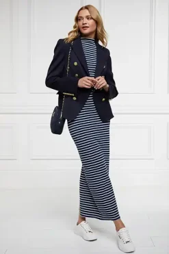 Holland Cooper Harper Maxi Dress Ink Navy Natural Stripe Sale