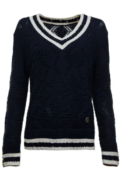 Holland Cooper Harvard V-Neck Knit Ink Navy Discount