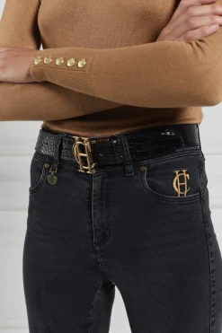 Holland Cooper HC Classic Belt Reversible Chocolate Black Croc Online