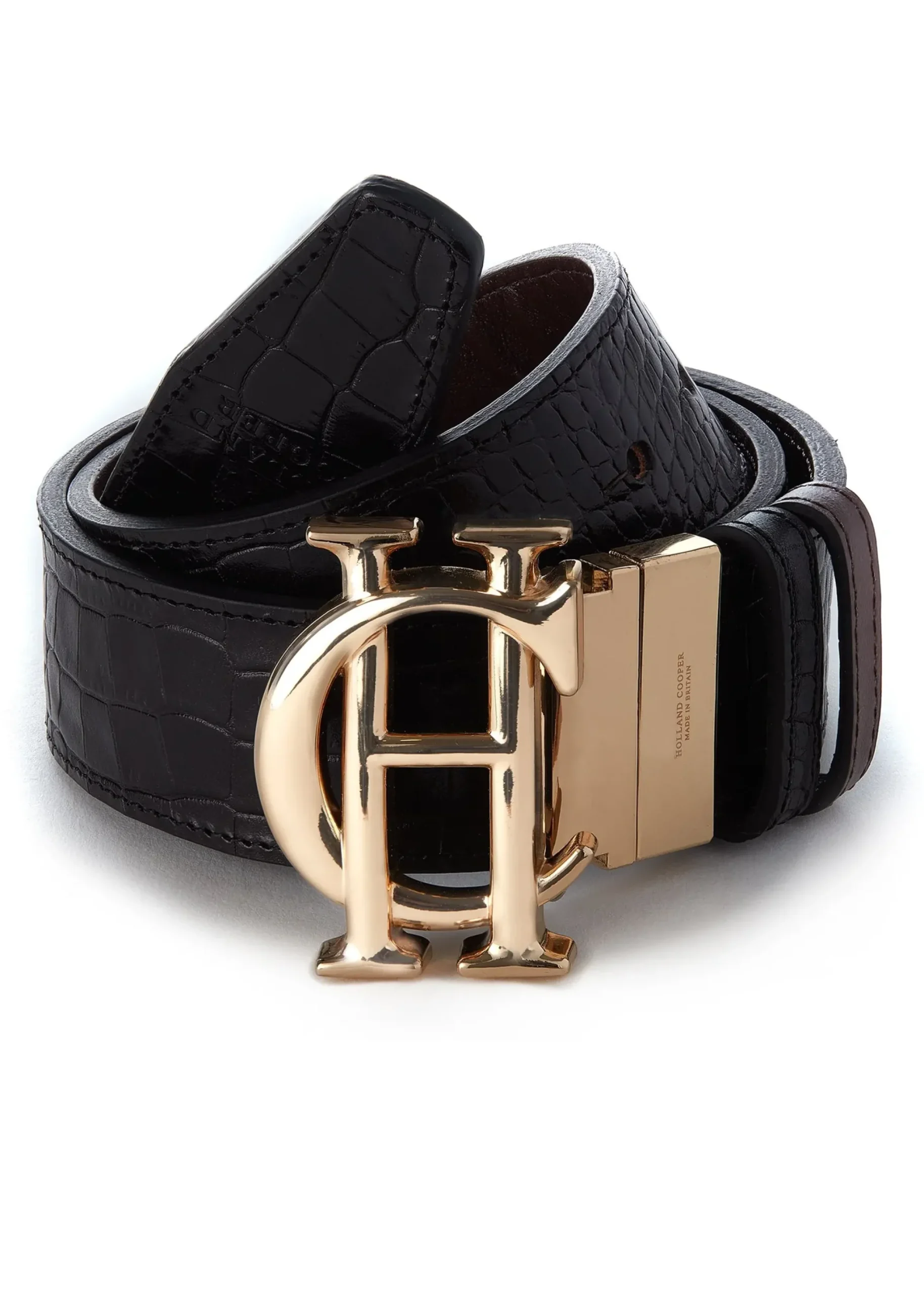 Holland Cooper HC Classic Belt Reversible Chocolate Black Croc Online