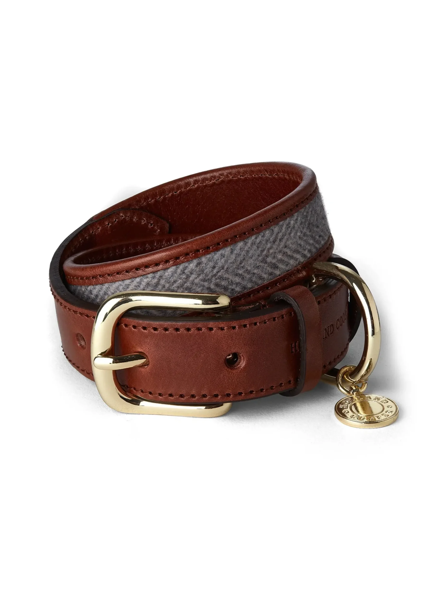 Holland Cooper HC Classic Dog Collar Chestnut & Tweed Clearance