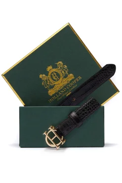 Holland Cooper HC Classic Slim Belt Black Croc Hot