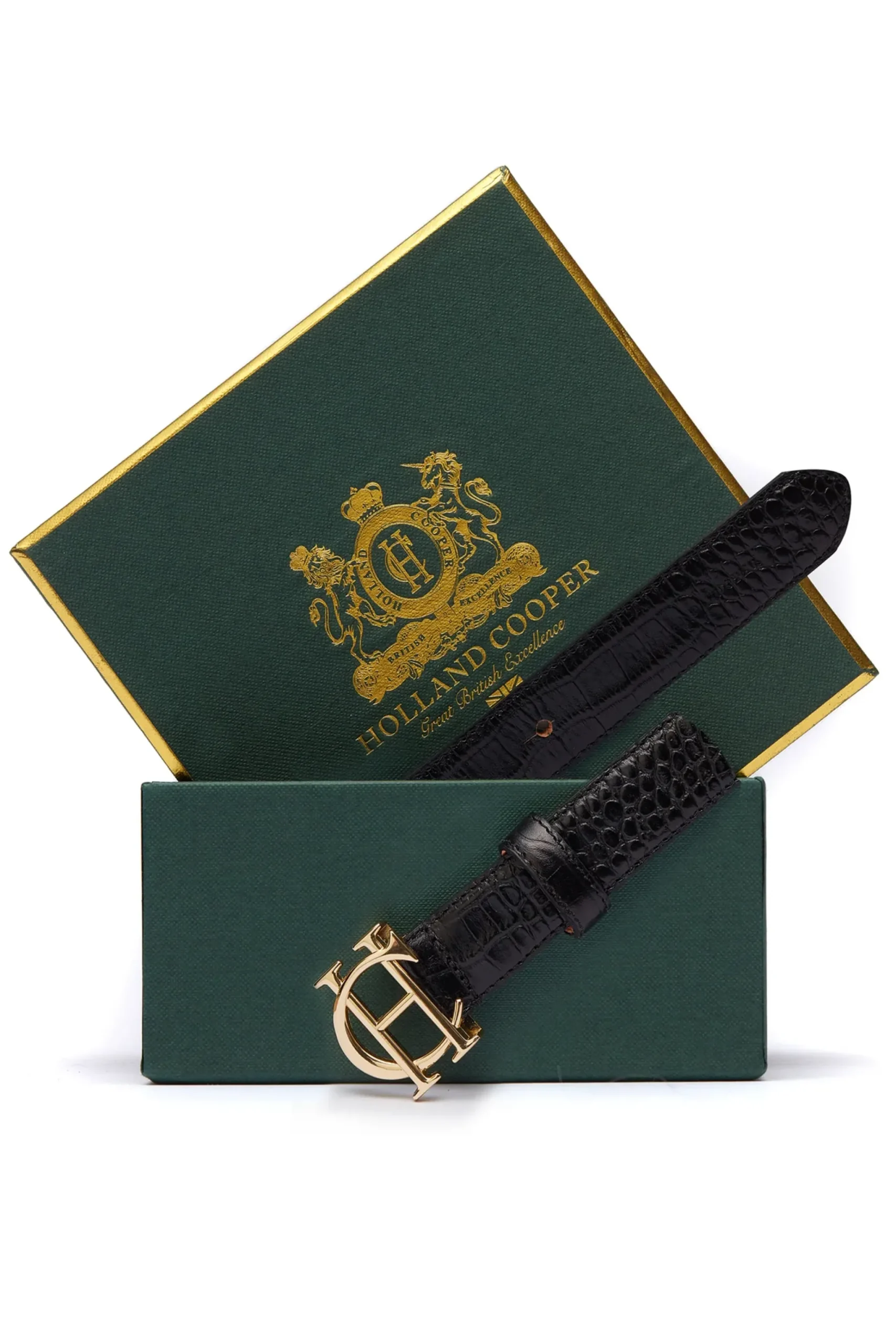 Holland Cooper HC Classic Slim Belt Black Croc Hot