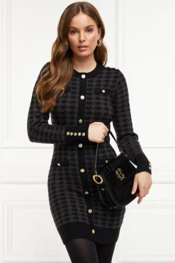 Holland Cooper Hepburn Mini Dress Grey Houndstooth Hot