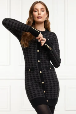 Holland Cooper Hepburn Mini Dress Grey Houndstooth Hot