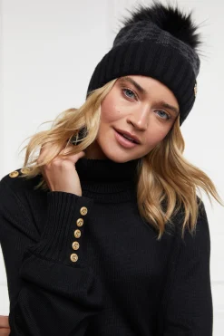 Holland Cooper Heritage Bobble Hat Grey Houndstoooth New