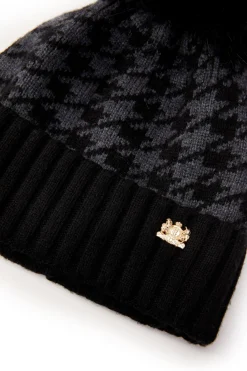 Holland Cooper Heritage Bobble Hat Grey Houndstoooth New