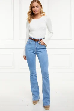 Holland Cooper High Rise Flared Jean Light Denim Online