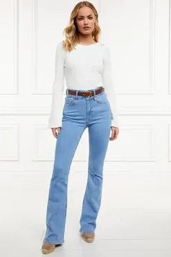 Holland Cooper High Rise Flared Jean Light Denim Online