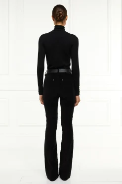 Holland Cooper High Rise Velvet Flare Black Hot