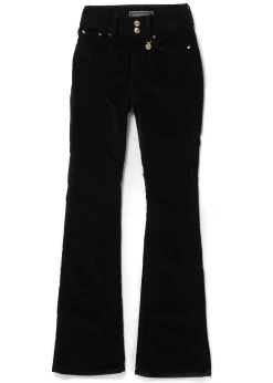 Holland Cooper High Rise Velvet Flare Black Hot