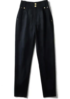 Holland Cooper High Waisted Peg Trouser Navy Barathea