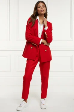 Holland Cooper High Waisted Peg Trouser Red Barathea