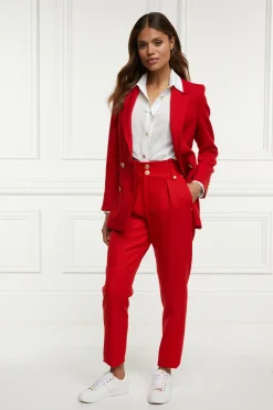 Holland Cooper High Waisted Peg Trouser Red Barathea