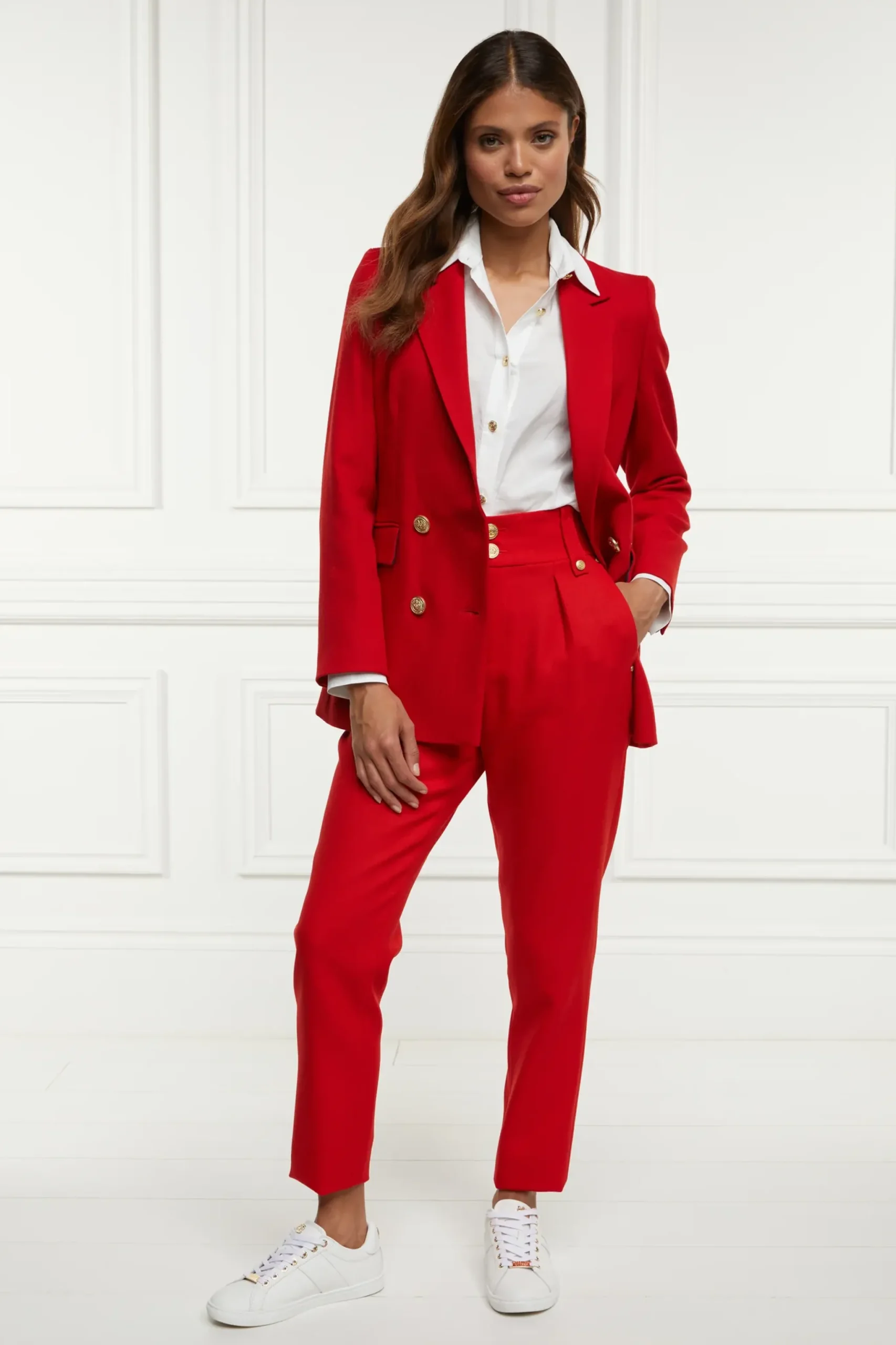 Holland Cooper High Waisted Peg Trouser Red Barathea