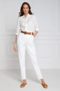 Holland Cooper High Waisted Peg Trouser Oyster Linen Hot