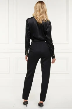 Holland Cooper High Waisted Peg Trouser Black Barathea Silver Best
