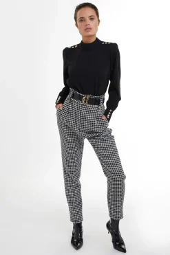 Holland Cooper High Waisted Peg Trouser Houndstooth Outlet