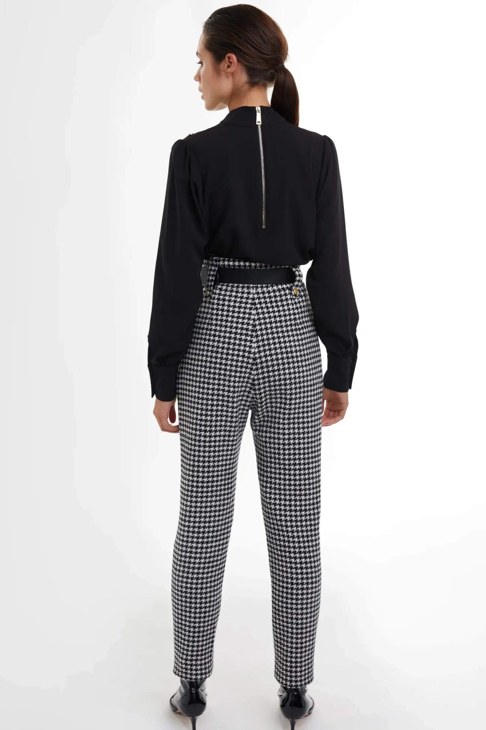 Holland Cooper High Waisted Peg Trouser Houndstooth Outlet