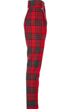 Holland Cooper High Waisted Peg Trouser Red Tartan Outlet