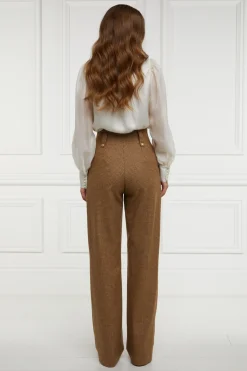 Holland Cooper High Waisted Straight Trouser Tawny Clearance