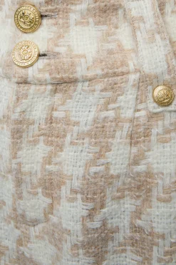 Holland Cooper High Waisted Straight Trouser Camel Houndstooth Discount