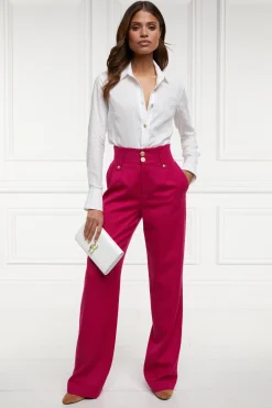 Holland Cooper High Waisted Straight Trouser Hot Pink Barathea Outlet