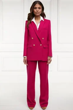Holland Cooper High Waisted Straight Trouser Hot Pink Barathea Outlet