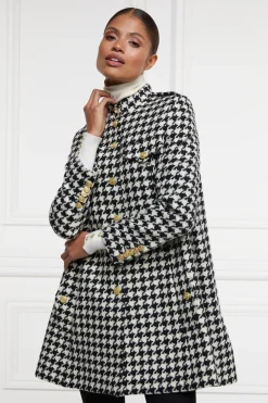 Holland Cooper Highbury Cape Coat Large Scale Houndstooth Outlet