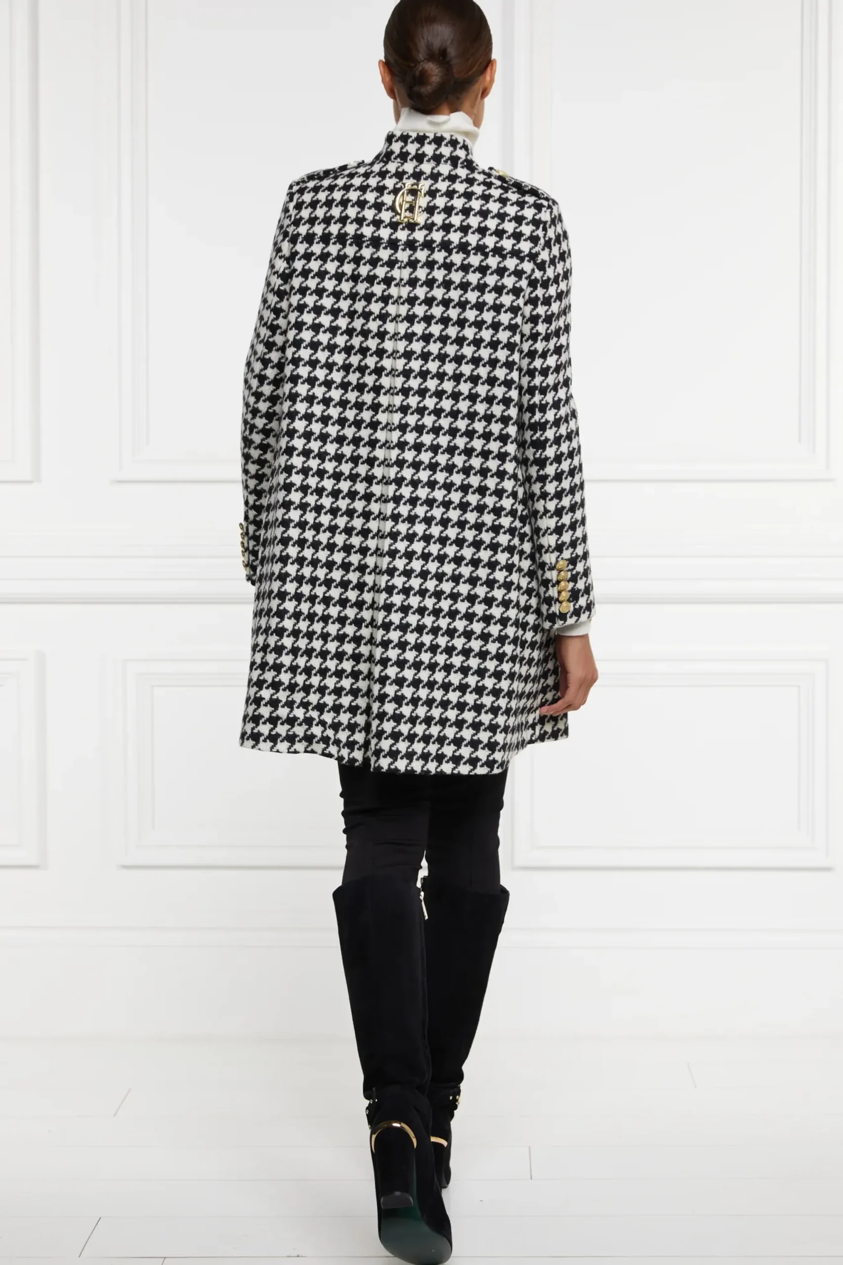 Holland Cooper Highbury Cape Coat Large Scale Houndstooth Outlet