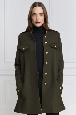 Holland Cooper Highbury Cape Coat Khaki Barathea Discount