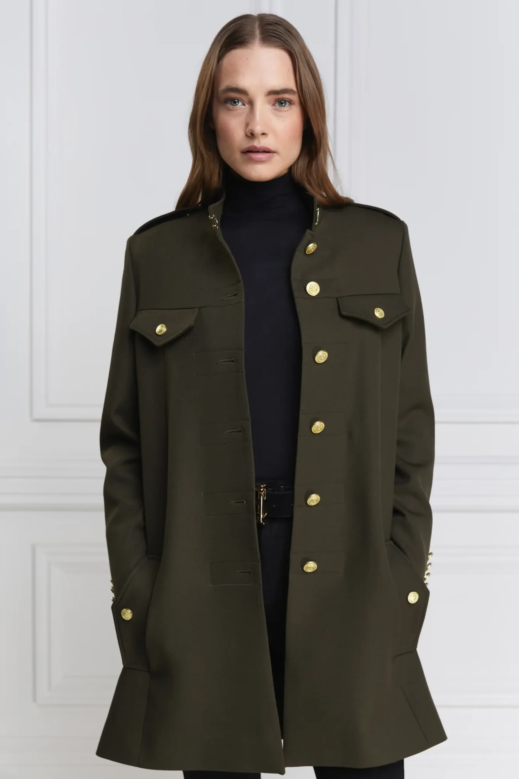 Holland Cooper Highbury Cape Coat Khaki Barathea Discount