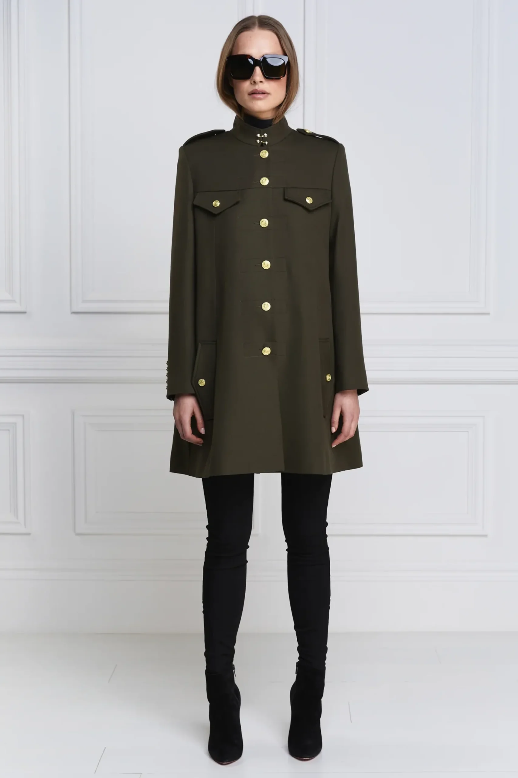 Holland Cooper Highbury Cape Coat Khaki Barathea Discount