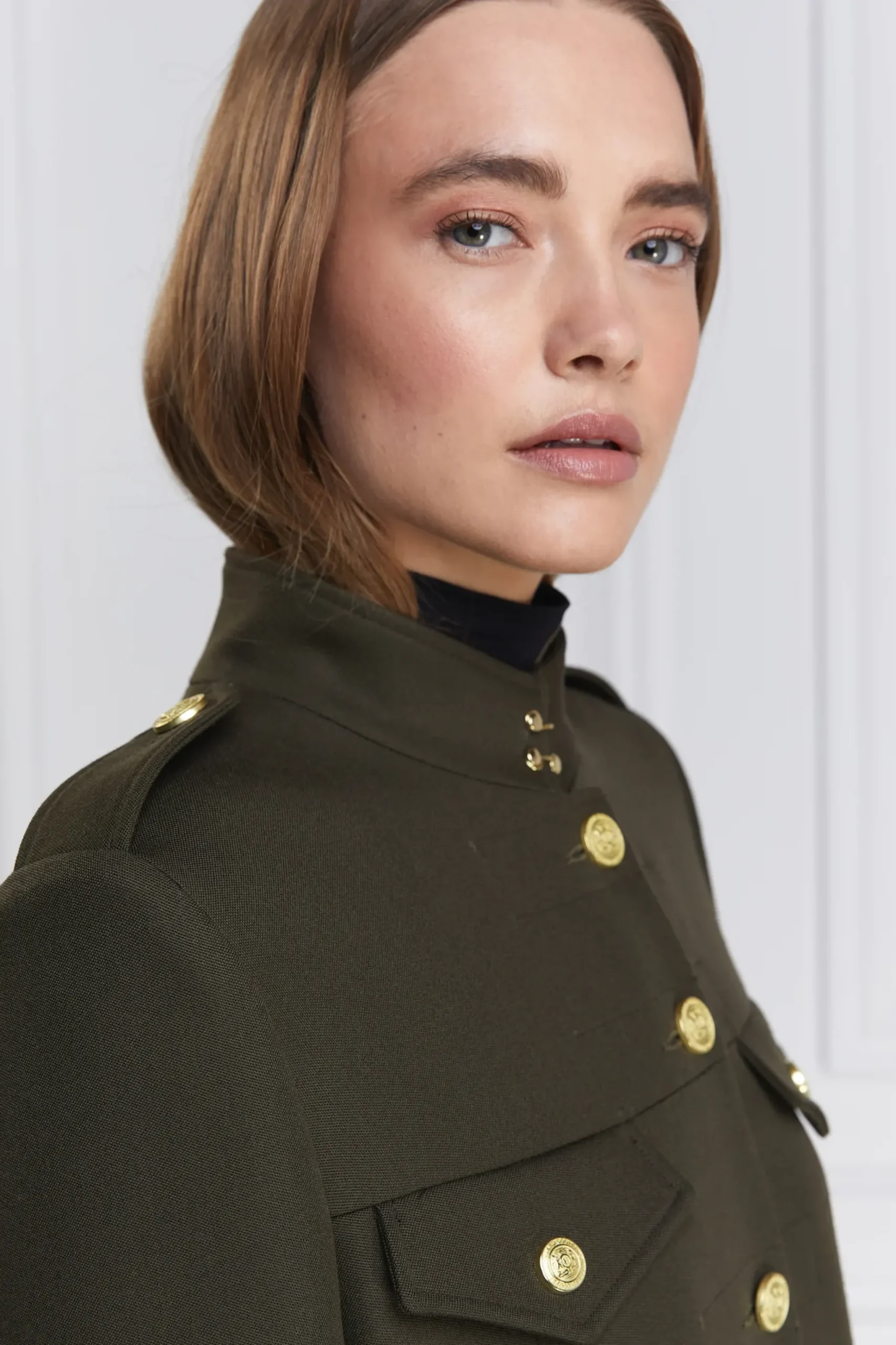 Holland Cooper Highbury Cape Coat Khaki Barathea Discount